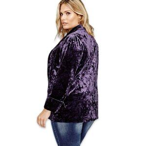 Michel Studio Collection Velvet Blazer Womens Size 12 Purple Office Career
